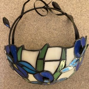 Partylite Iris Stained Glass Semi Circle Sconce for votive or tea light candles